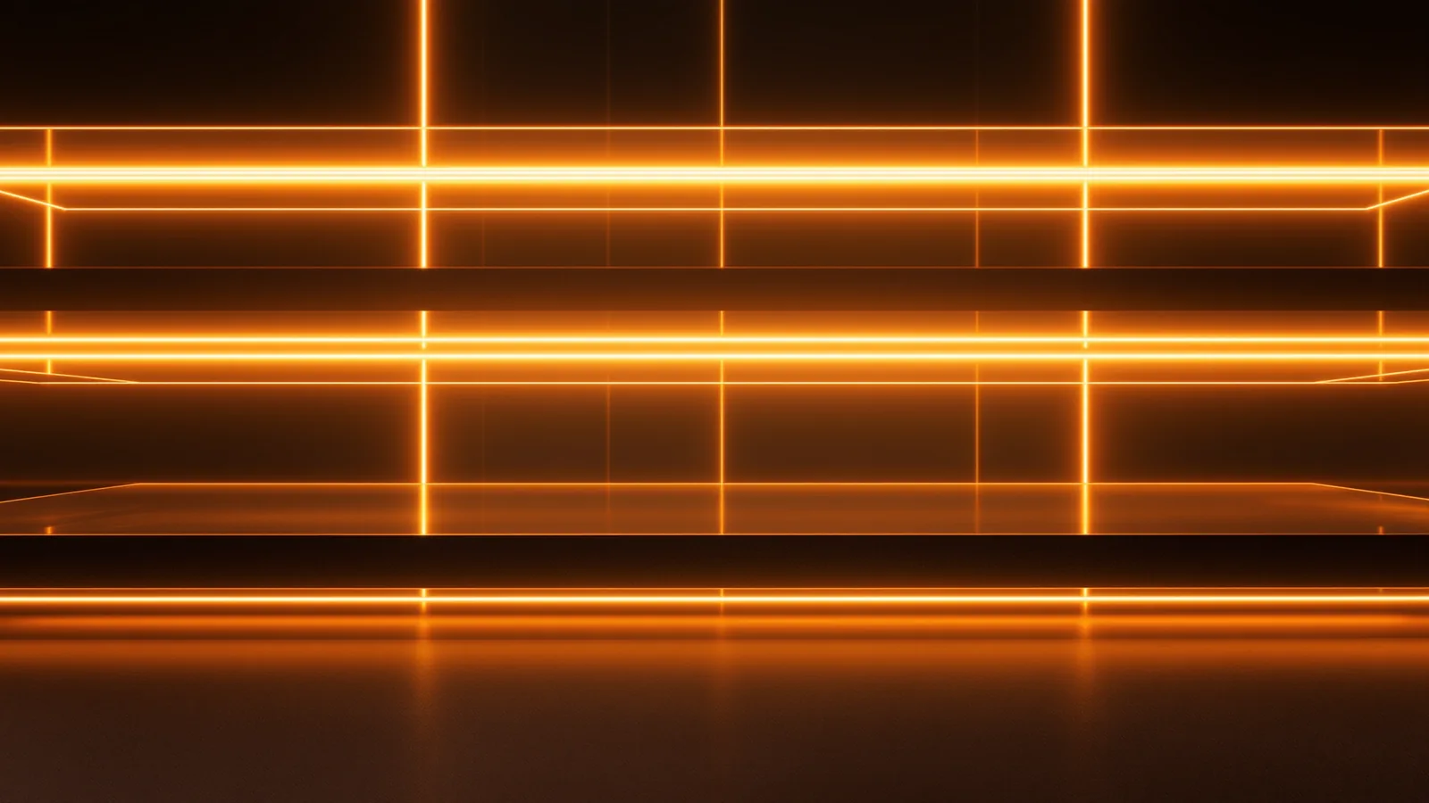 Three translucent planes stacked one above another in dark space, each edge-lit in ember orange, with the topmost plane brightest